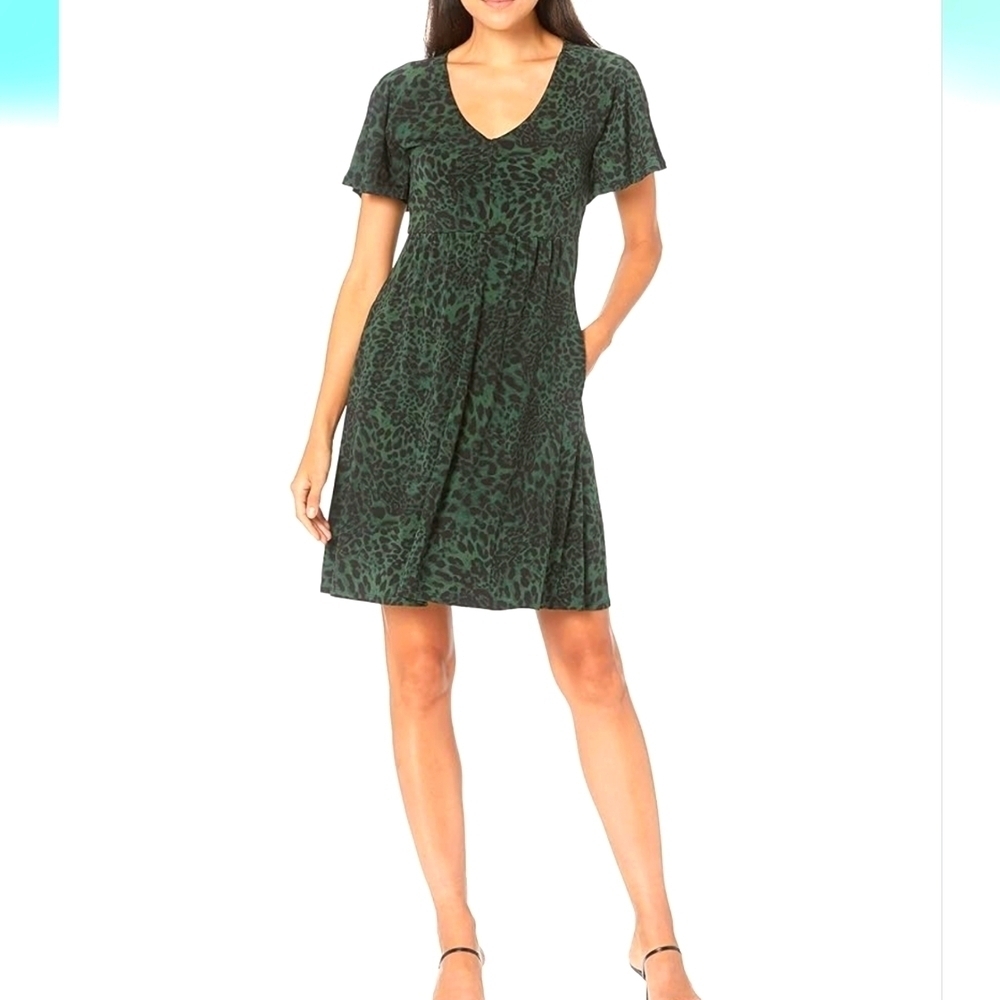 Lark & Ro Women's Lightweight Kimono Short Sleeve Smocked Waist Dress